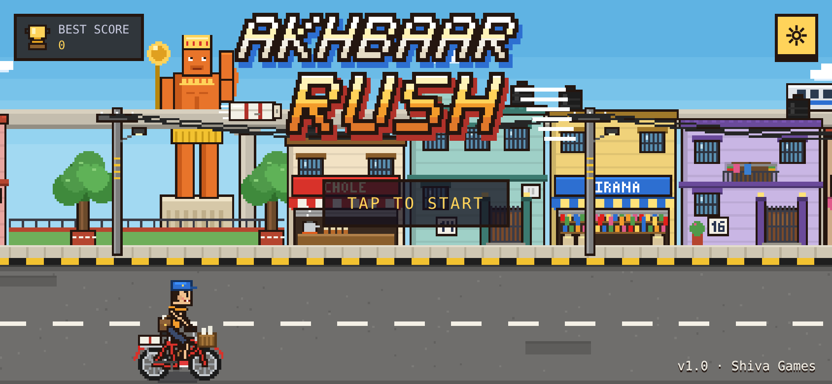 Title screen with the logo over a Delhi street and the paperboy below
