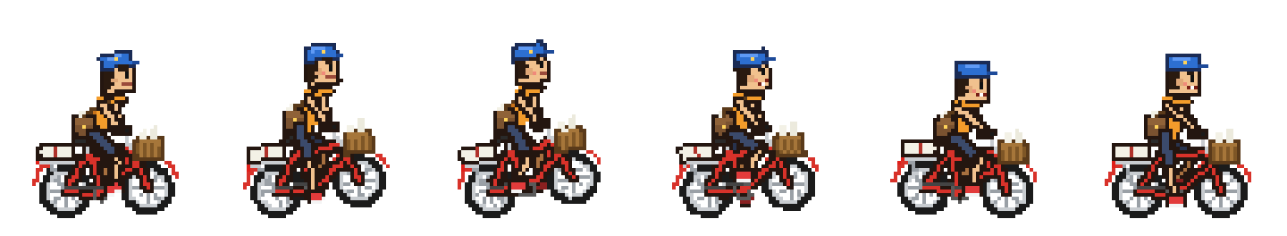 Six-frame lane change animation strip.