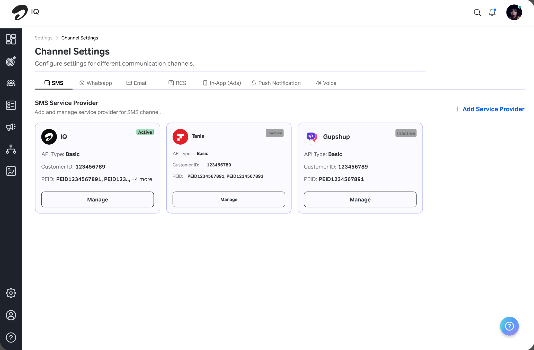 EngageX Channel Onboarding screen